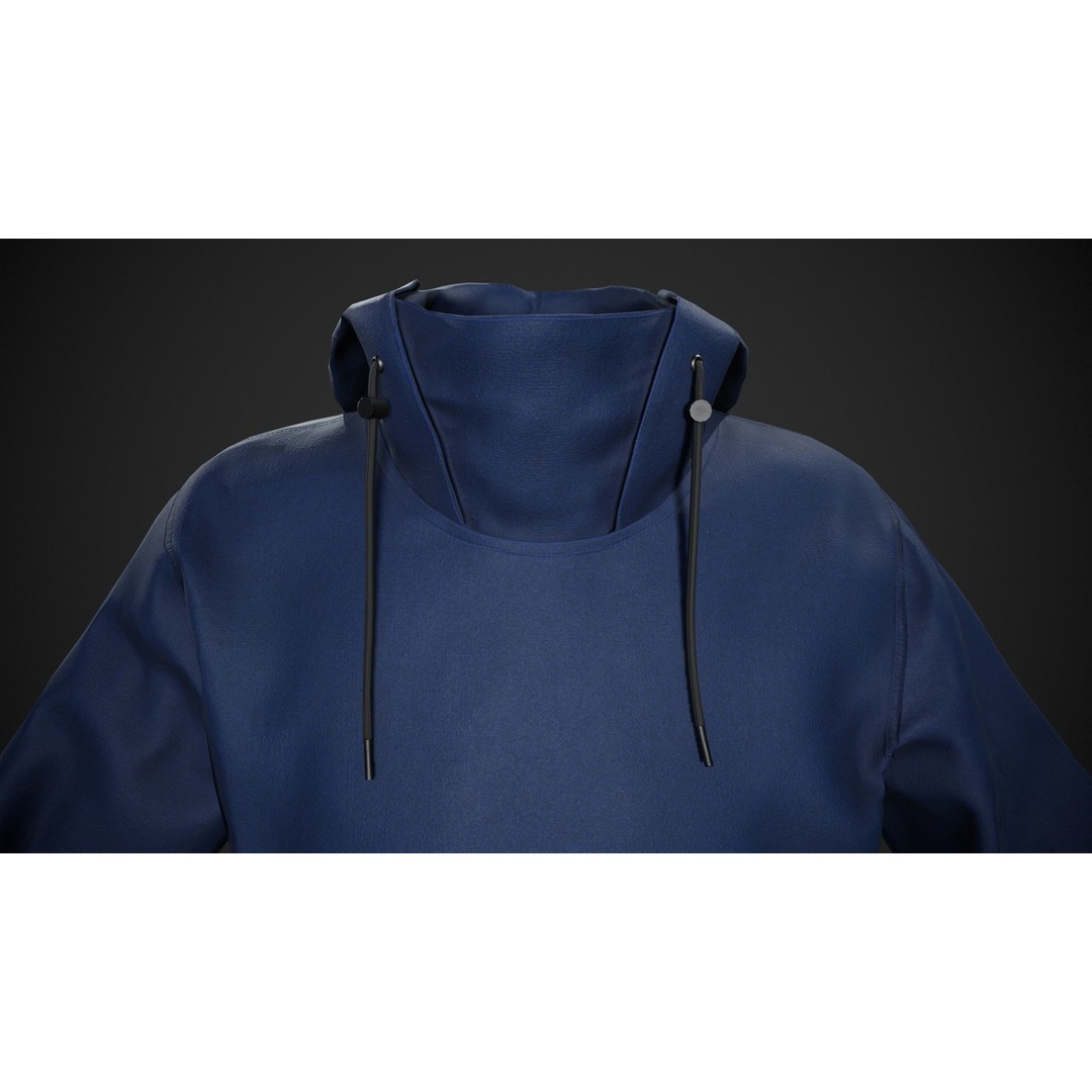 Blue Snowboard Hoodie 3D Model – Low Poly PBR Game Asset, FBX - View 8