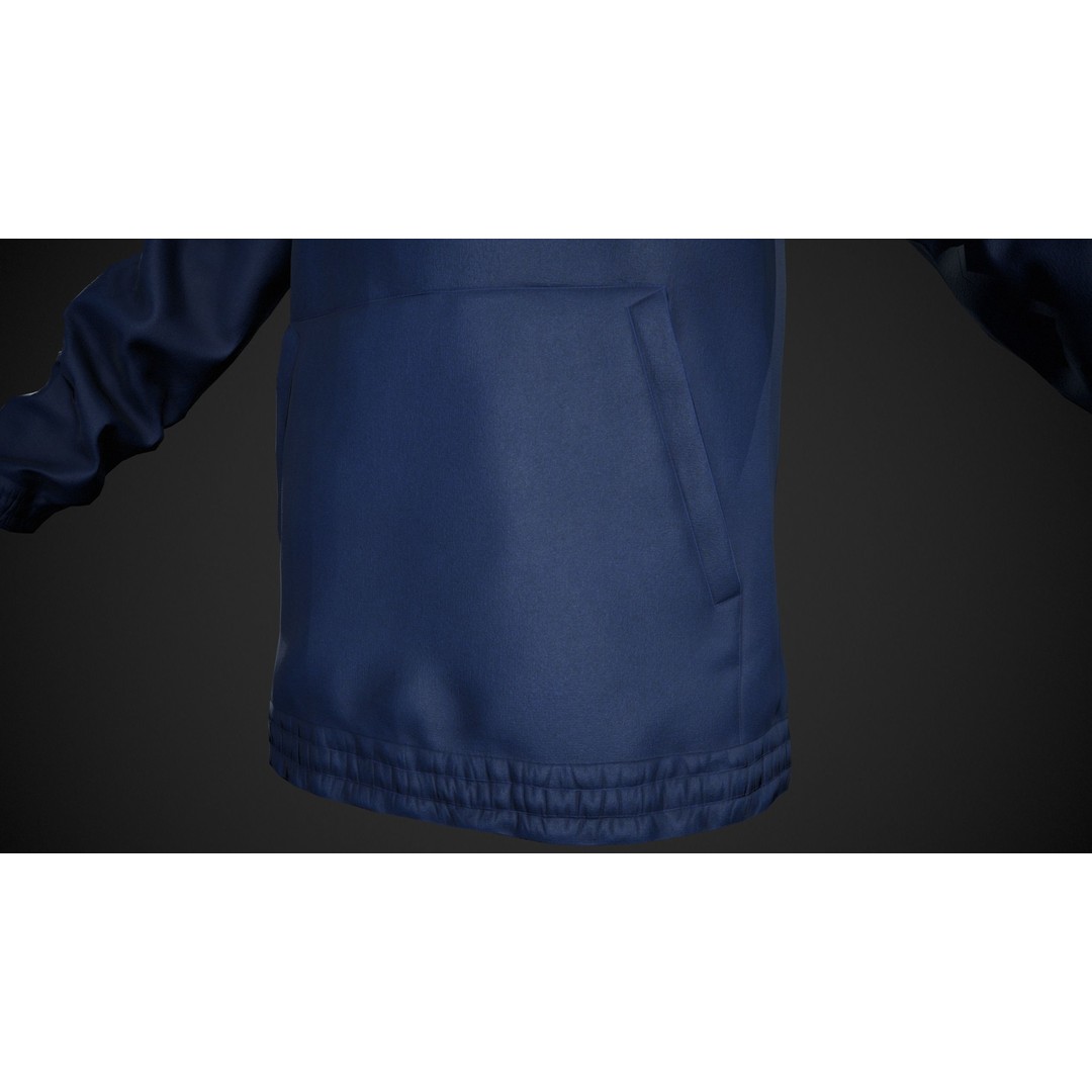 Blue Snowboard Hoodie 3D Model – Low Poly PBR Game Asset, FBX - View 9