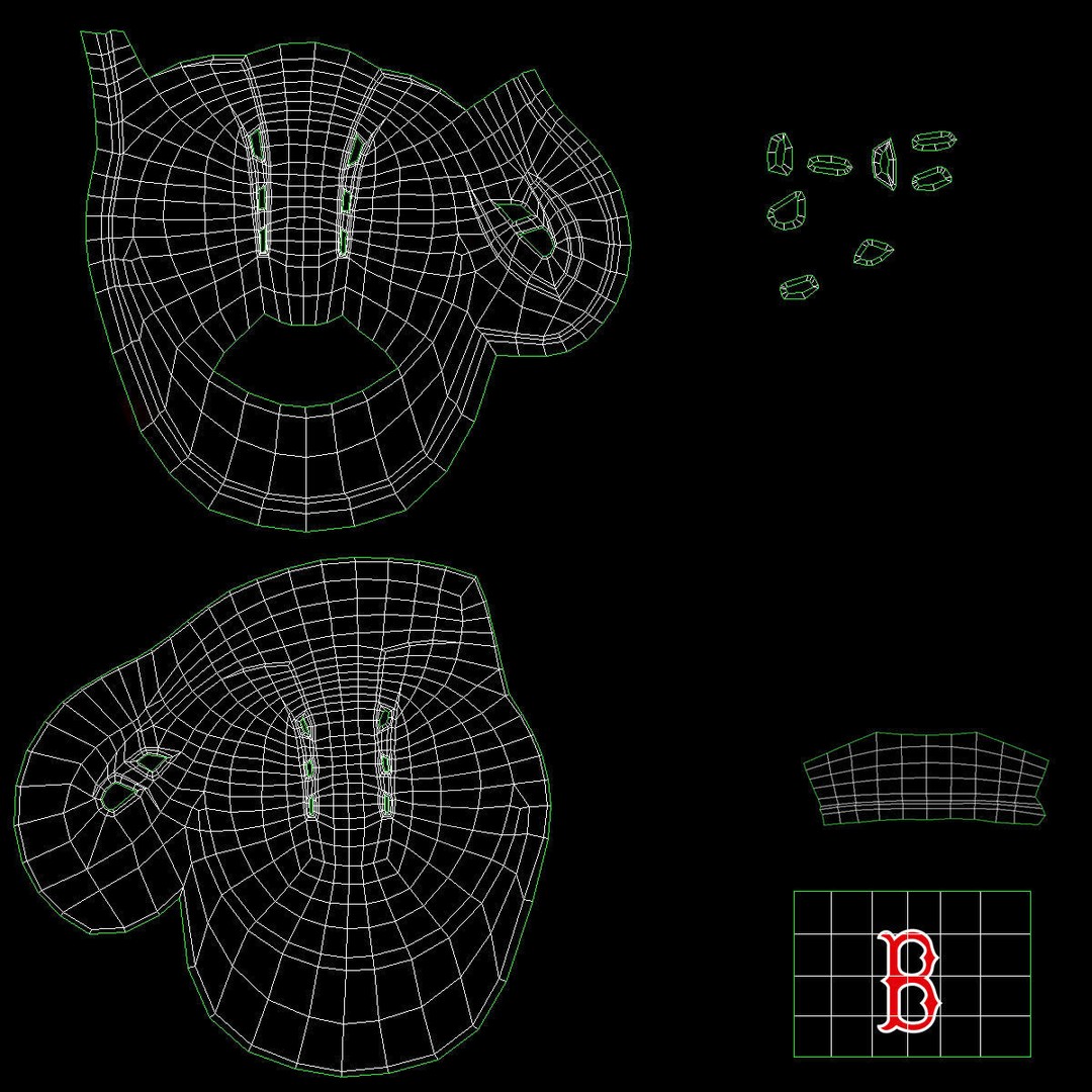 Boston Black Baseball Helmet 3D Model – Low Poly Game Asset, FBX, OBJ
