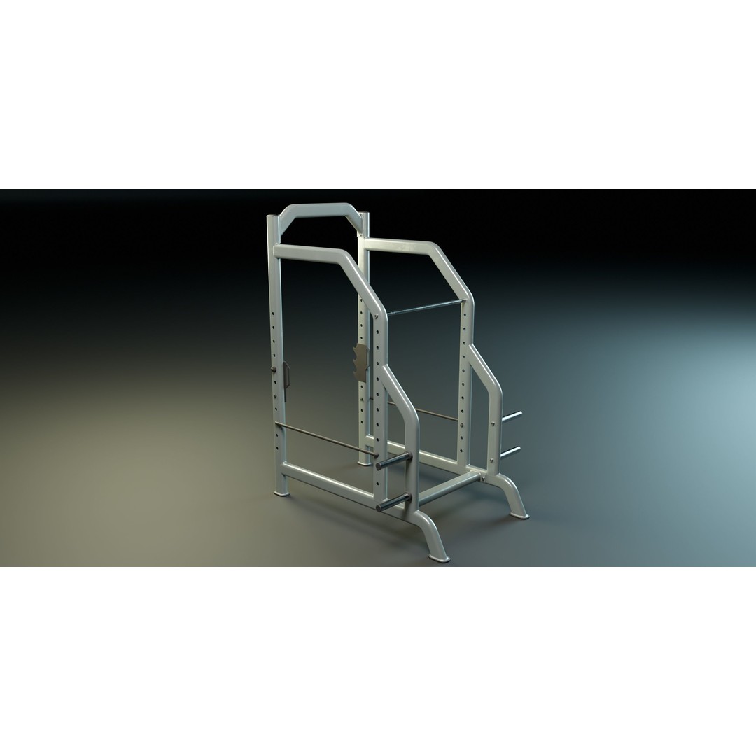 Squat Rack 3D Model – Low Poly PBR Game Asset, FBX, Blender - View 3