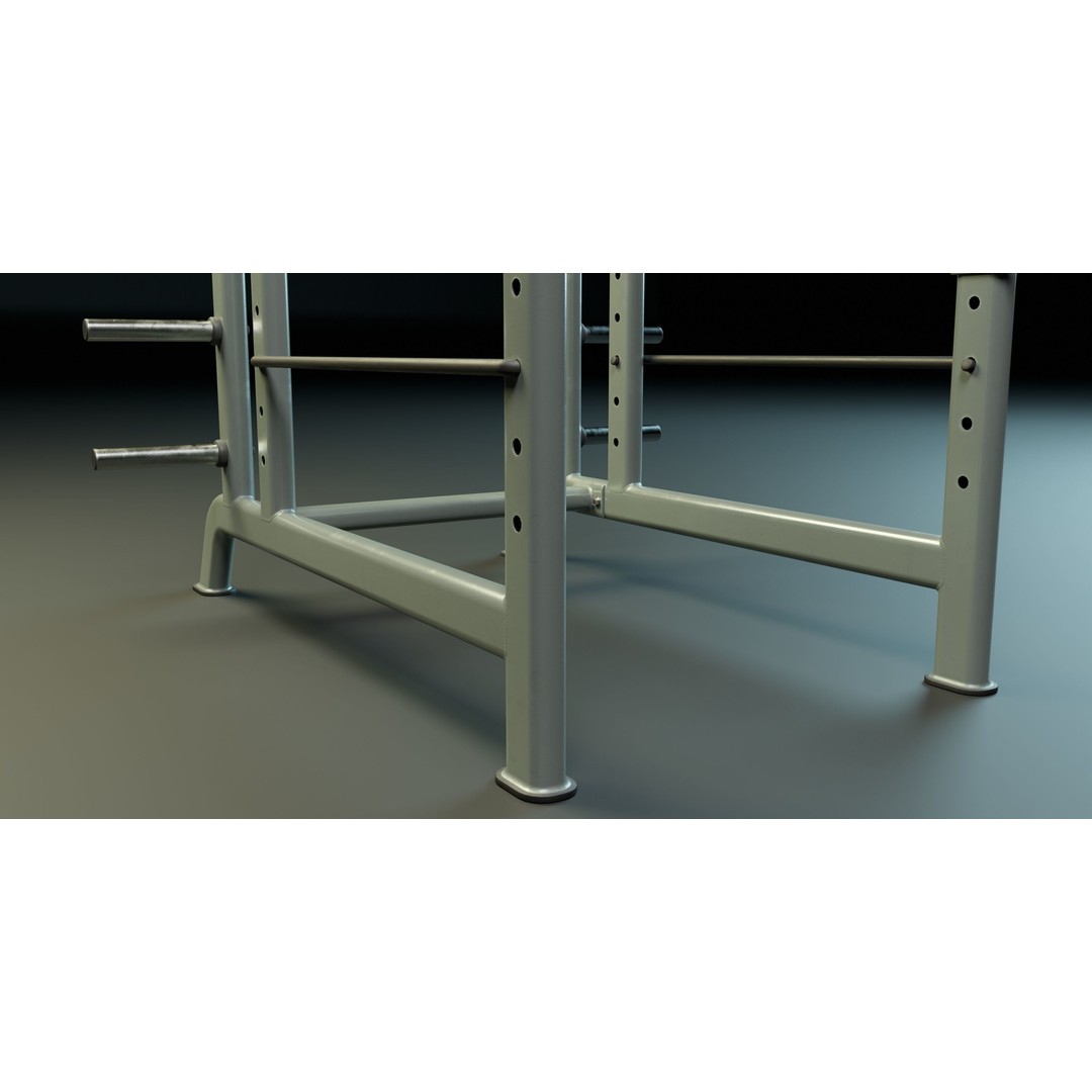 Squat Rack 3D Model – Low Poly PBR Game Asset, FBX, Blender - View 4