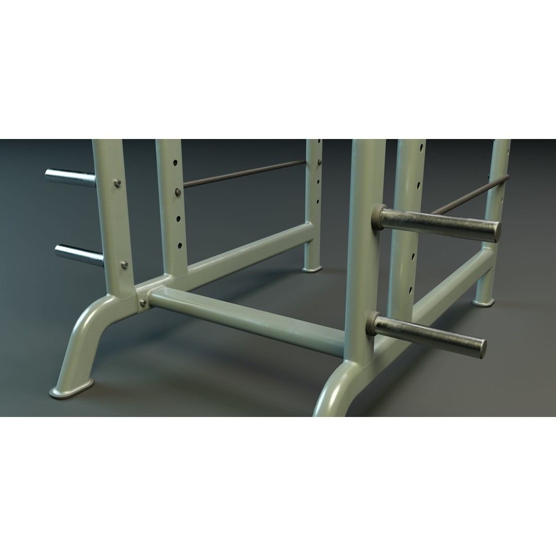 Squat Rack 3D Model – Low Poly PBR Game Asset, FBX, Blender - View 7