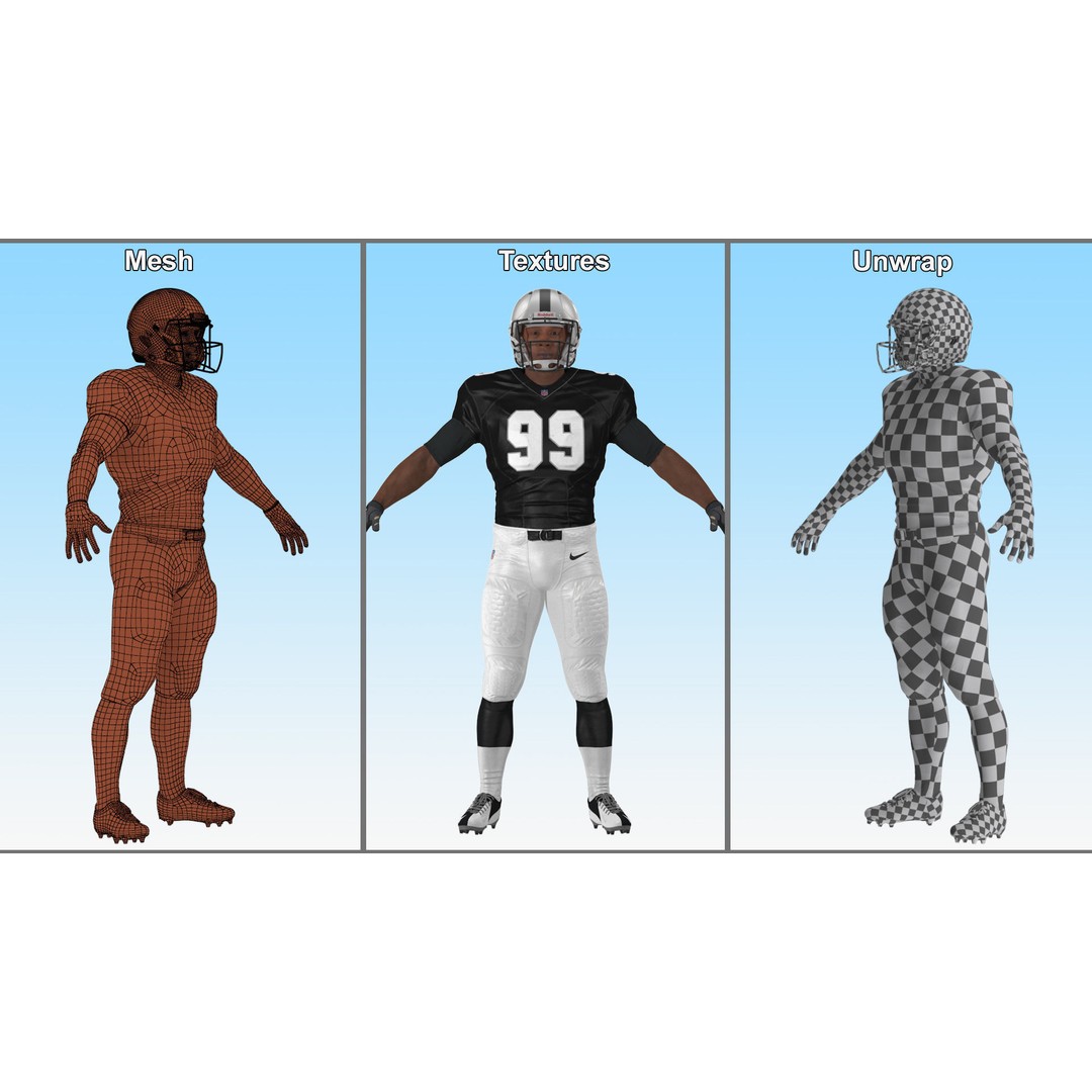 Las Vegas Raiders Football Player 3D Model – High Poly Game Asset, FBX - View 18