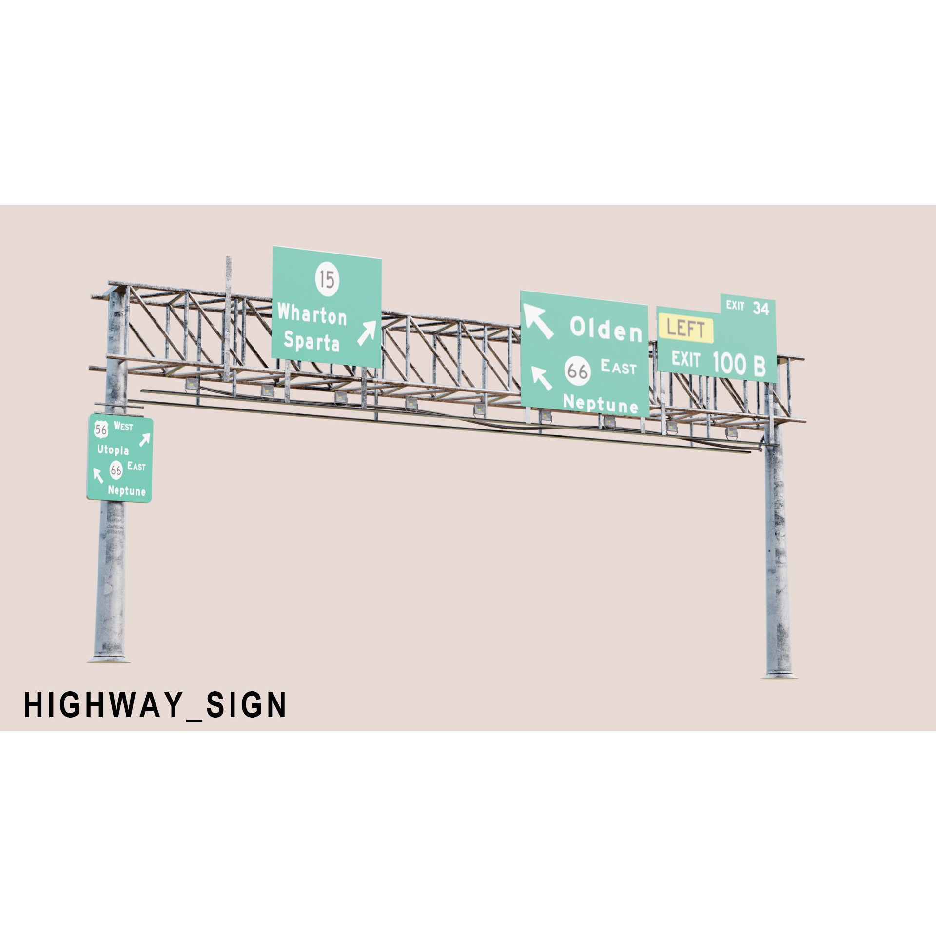 Urban Roadway - Low-Poly Game-Ready 3D Model - View 9