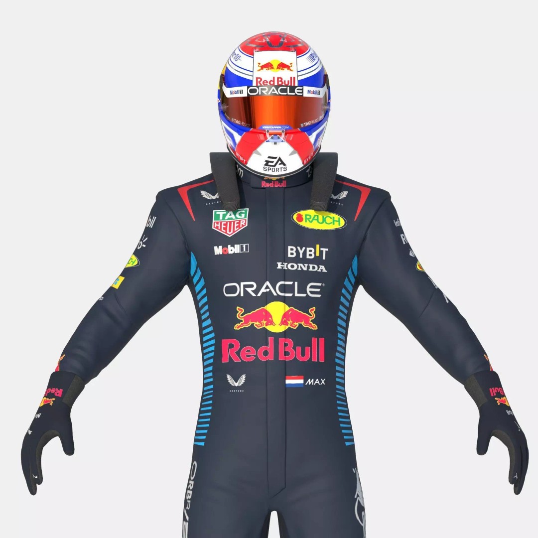 F1 Red Bull Suit 2024 3D Model – High Detail Game-Ready Asset, FBX, OBJ - View 11