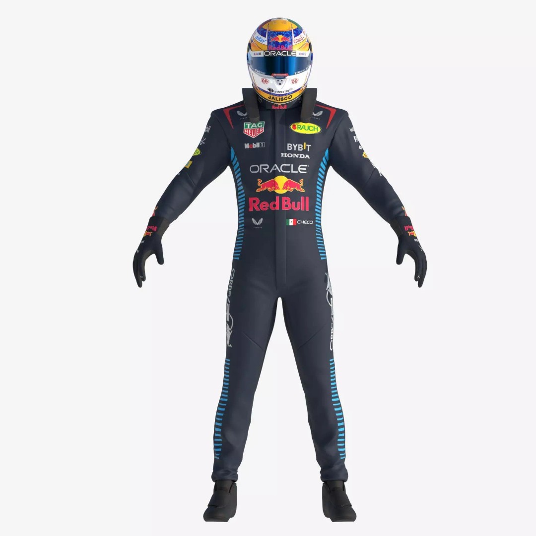 F1 Red Bull Suit 2024 3D Model – High Detail Game-Ready Asset, FBX, OBJ - View 12