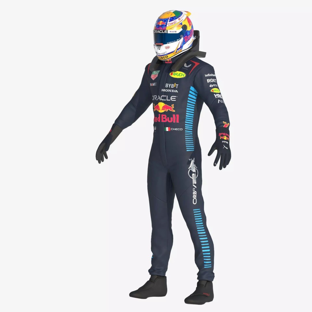 F1 Red Bull Suit 2024 3D Model – High Detail Game-Ready Asset, FBX, OBJ - View 13