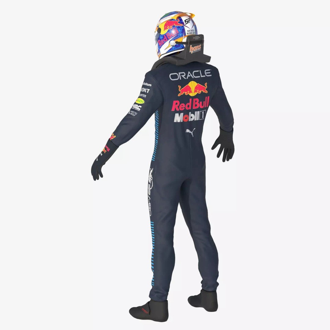 F1 Red Bull Suit 2024 3D Model – High Detail Game-Ready Asset, FBX, OBJ - View 15