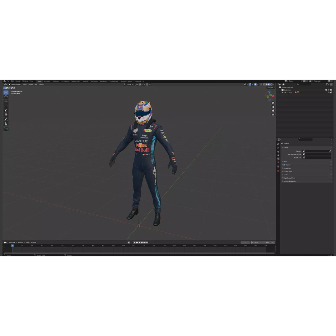 F1 Red Bull Suit 2024 3D Model – High Detail Game-Ready Asset, FBX, OBJ - View 21