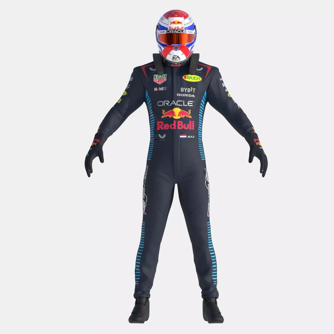 F1 Red Bull Suit 2024 3D Model – High Detail Game-Ready Asset, FBX, OBJ - View 3