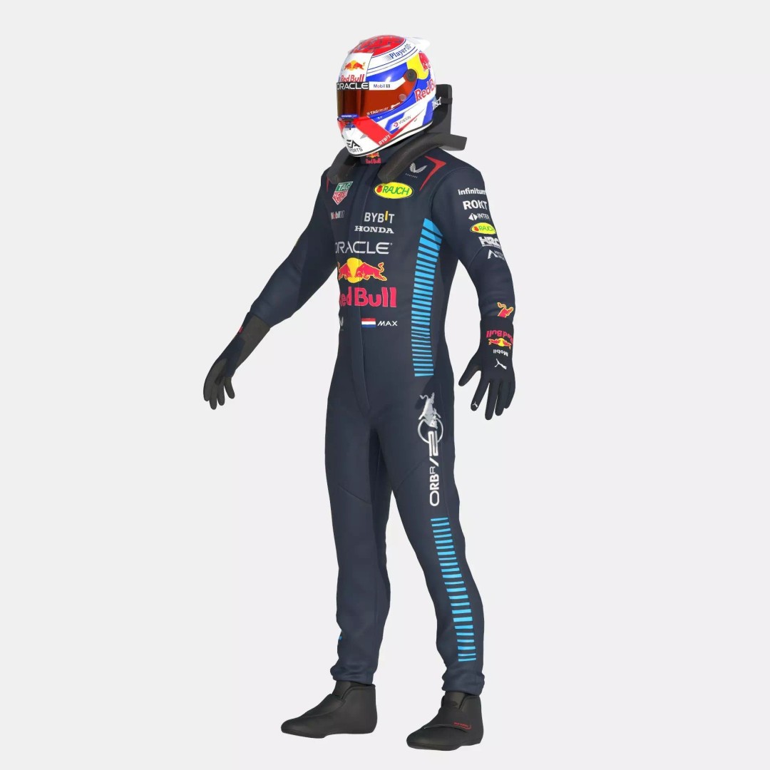 F1 Red Bull Suit 2024 3D Model – High Detail Game-Ready Asset, FBX, OBJ - View 4