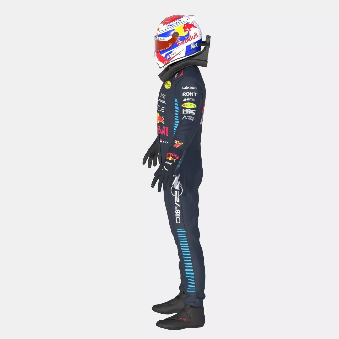 F1 Red Bull Suit 2024 3D Model – High Detail Game-Ready Asset, FBX, OBJ - View 5