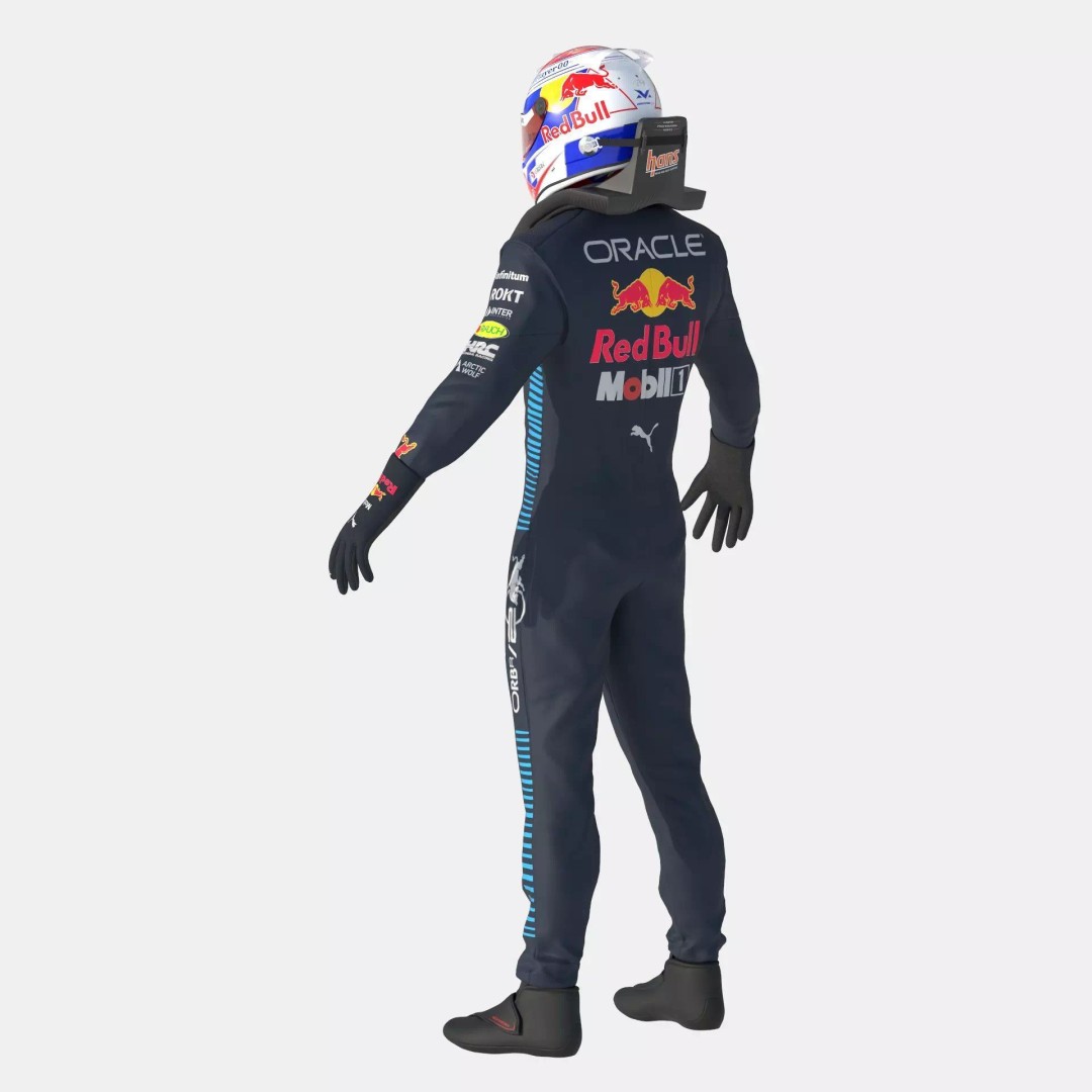 F1 Red Bull Suit 2024 3D Model – High Detail Game-Ready Asset, FBX, OBJ - View 6