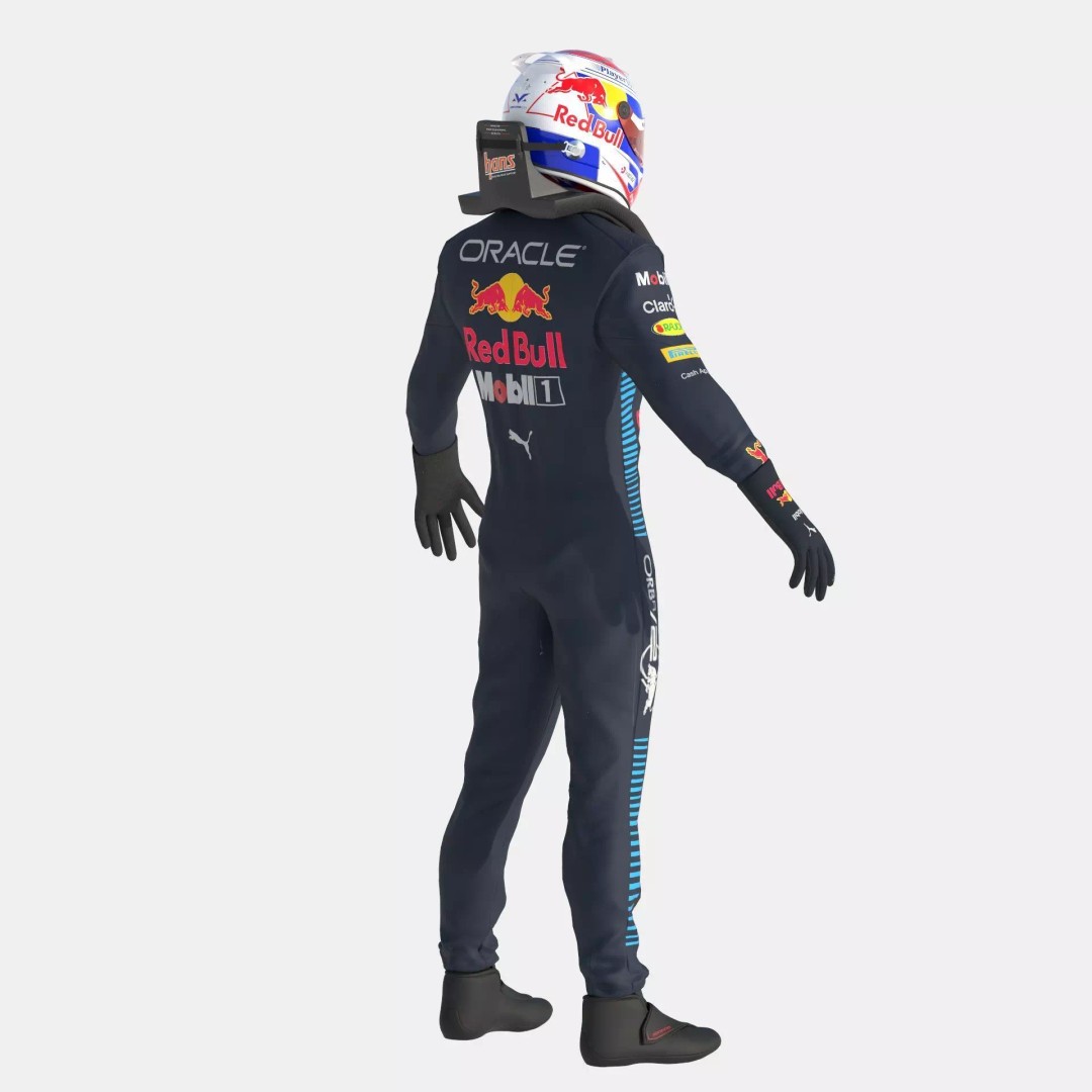 F1 Red Bull Suit 2024 3D Model – High Detail Game-Ready Asset, FBX, OBJ - View 8