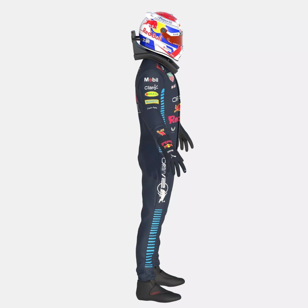 F1 Red Bull Suit 2024 3D Model – High Detail Game-Ready Asset, FBX, OBJ - View 9