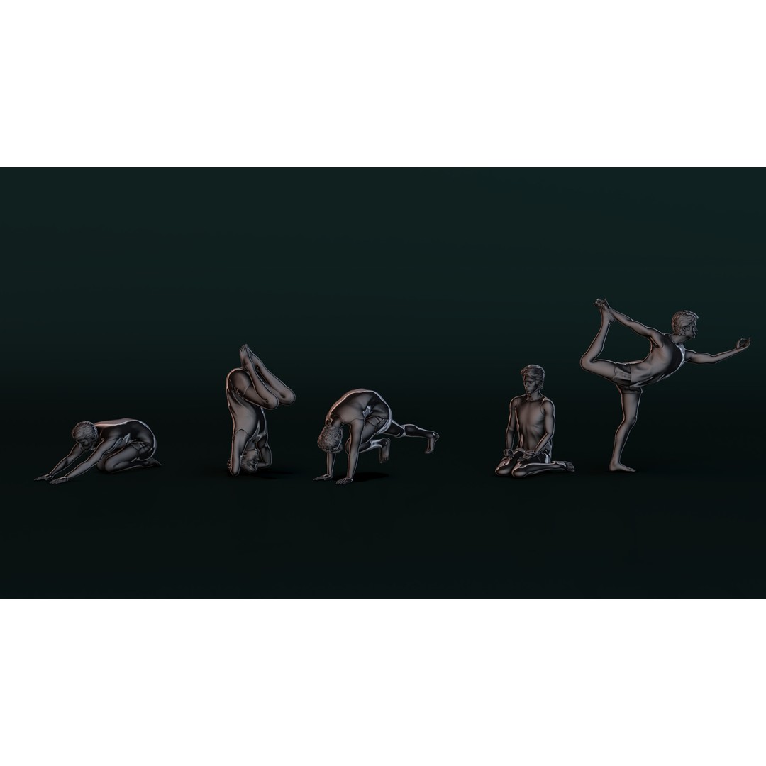 Yoga Man 04 3D Model – Serene Pose Collection, FBX & OBJ Formats - View 10