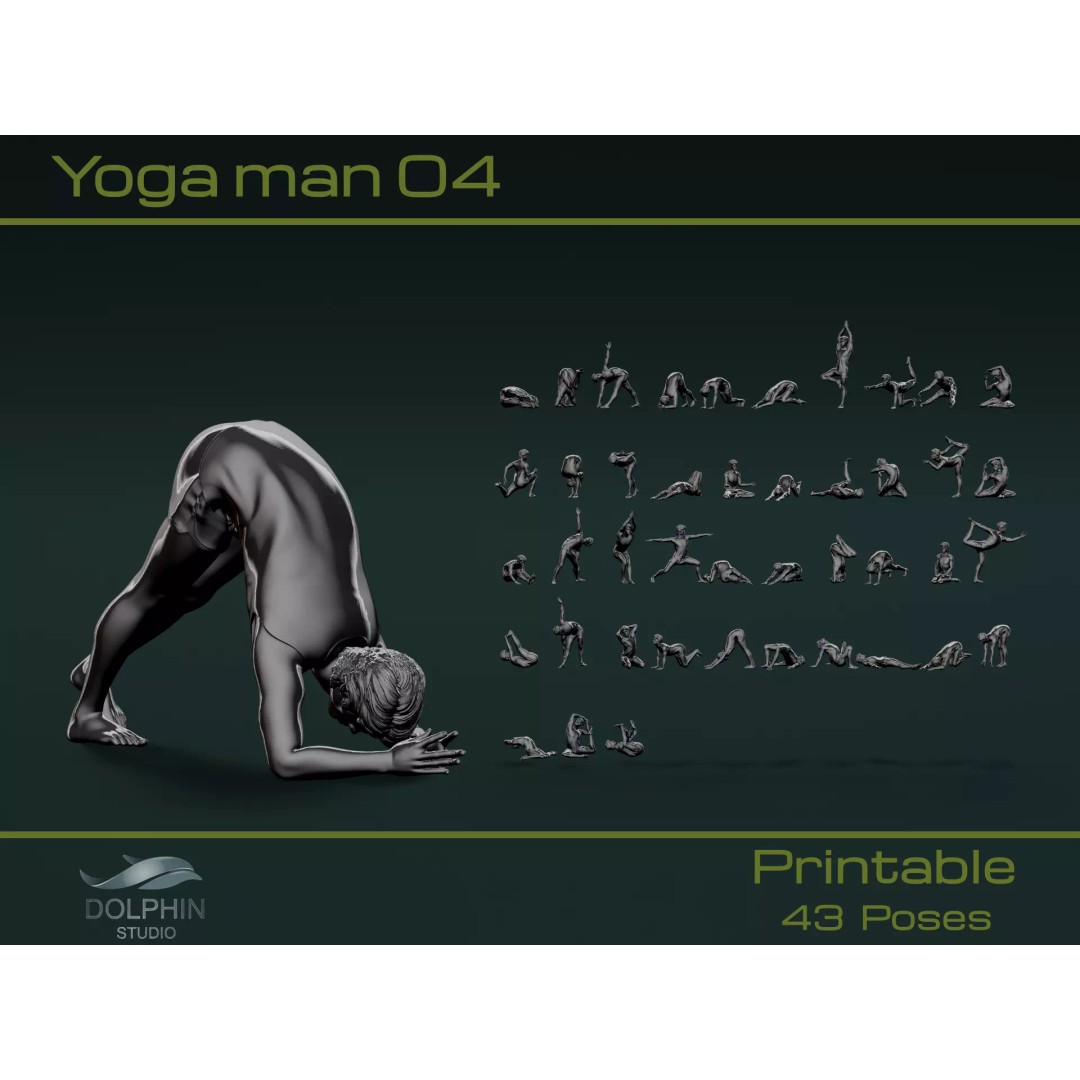 Yoga Man 04 3D Model – Serene Pose Collection, FBX & OBJ Formats - View 2