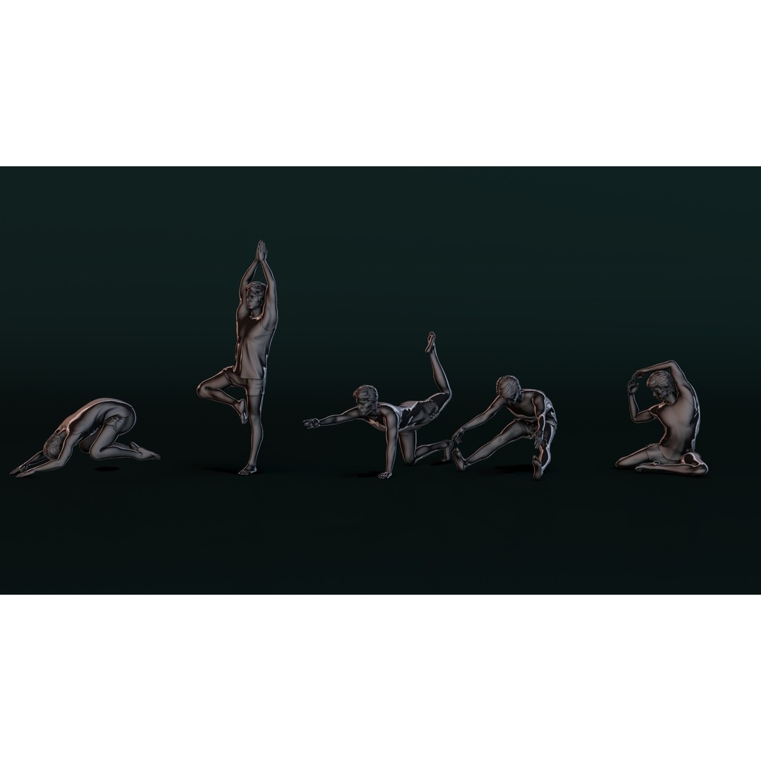 Yoga Man 04 3D Model – Serene Pose Collection, FBX & OBJ Formats - View 6