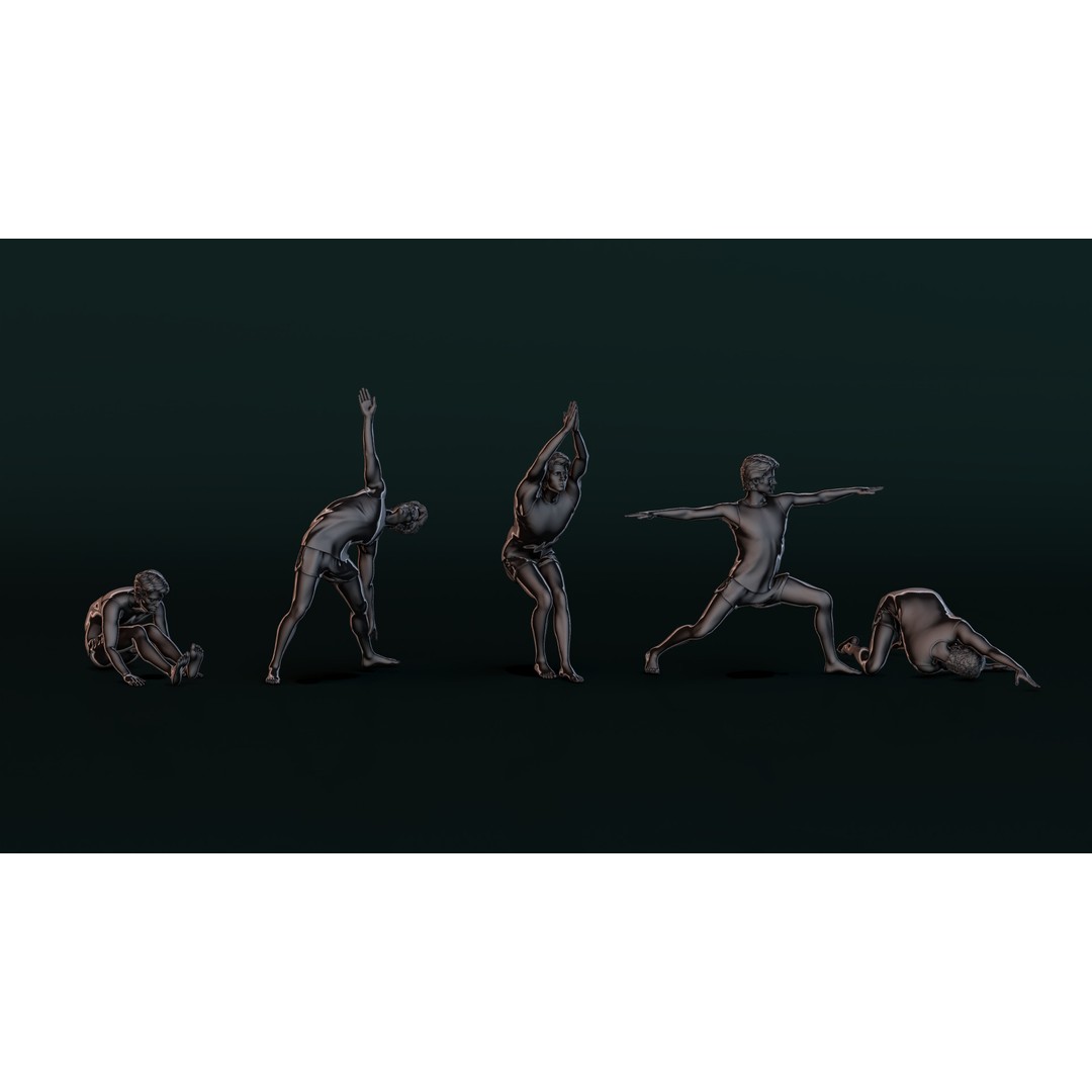 Yoga Man 04 3D Model – Serene Pose Collection, FBX & OBJ Formats - View 9