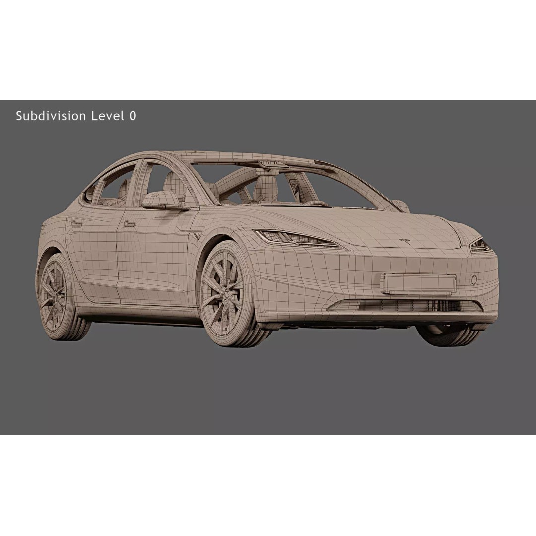 2024 Tesla Model 3 Highland 3D Model – Photorealistic Game Asset, FBX, OBJ - View 31