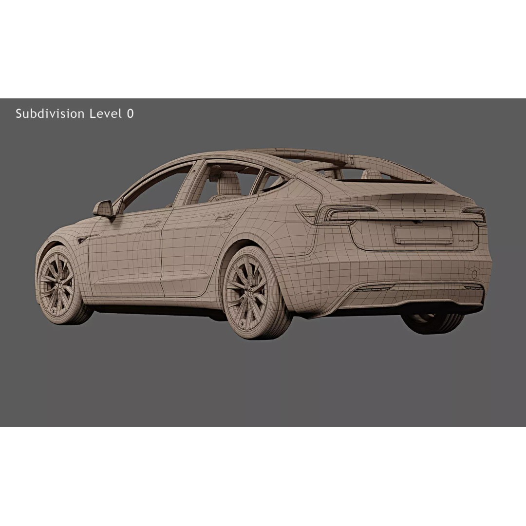 2024 Tesla Model 3 Highland 3D Model – Photorealistic Game Asset, FBX, OBJ - View 32