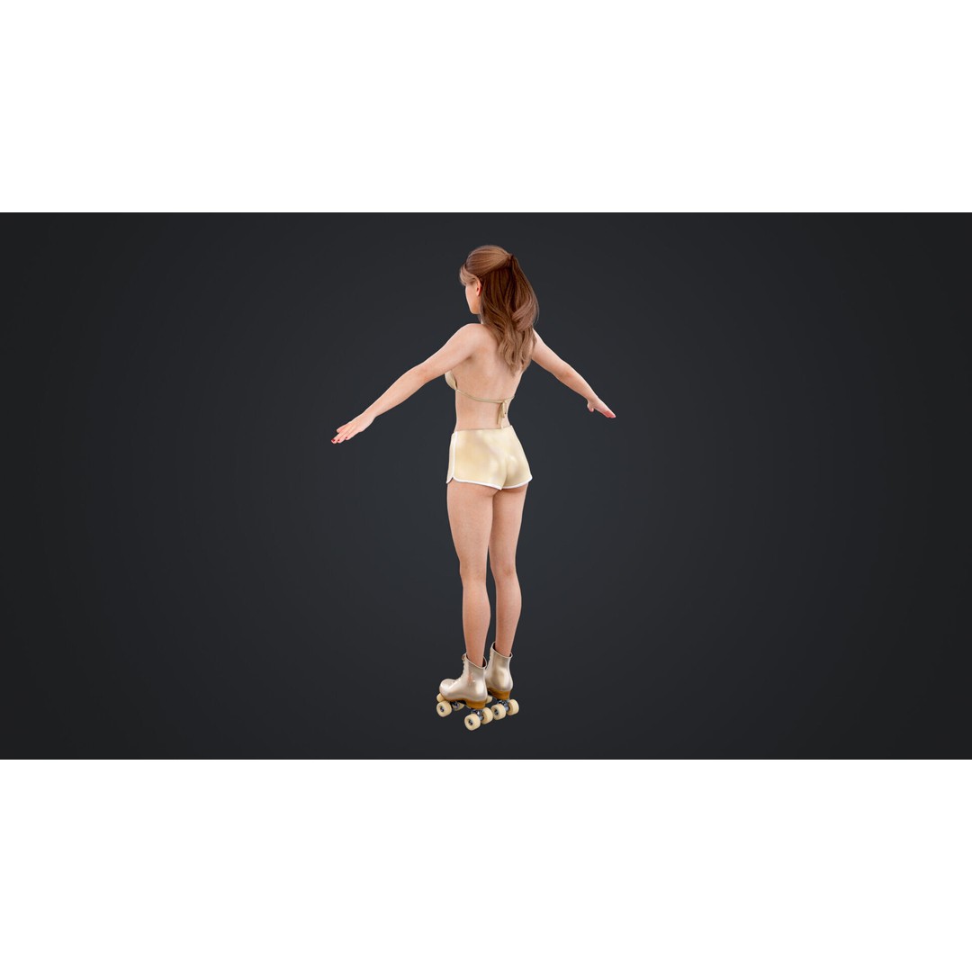 Roller Skate Woman 3D Model – Low Poly Rigged Character, FBX, Blender - View 11