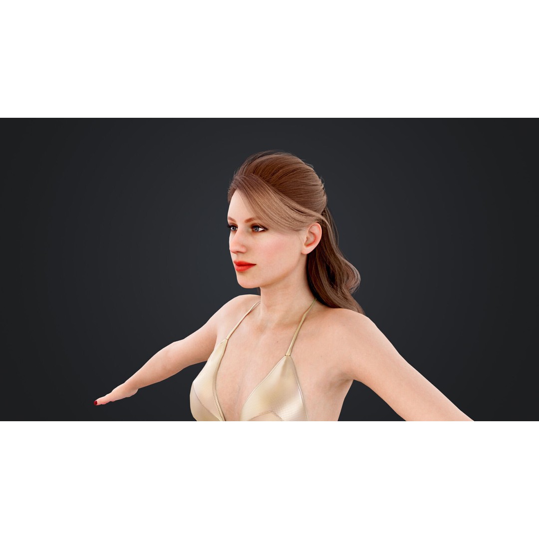 Roller Skate Woman 3D Model – Low Poly Rigged Character, FBX, Blender - View 14