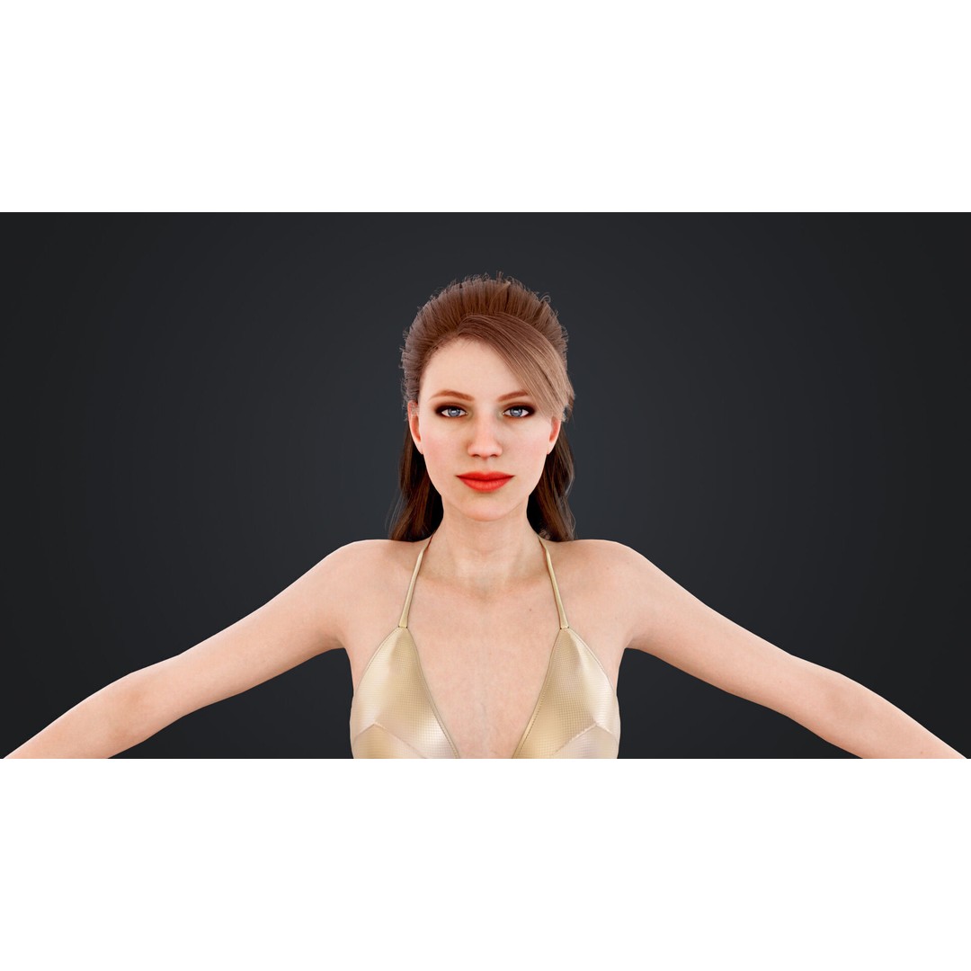 Roller Skate Woman 3D Model – Low Poly Rigged Character, FBX, Blender - View 18