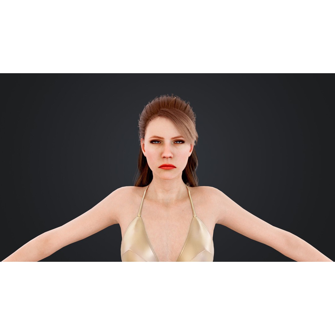 Roller Skate Woman 3D Model – Low Poly Rigged Character, FBX, Blender - View 21