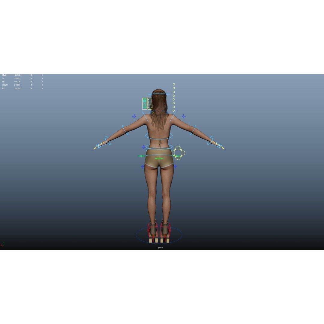 Roller Skate Woman 3D Model – Low Poly Rigged Character, FBX, Blender - View 27