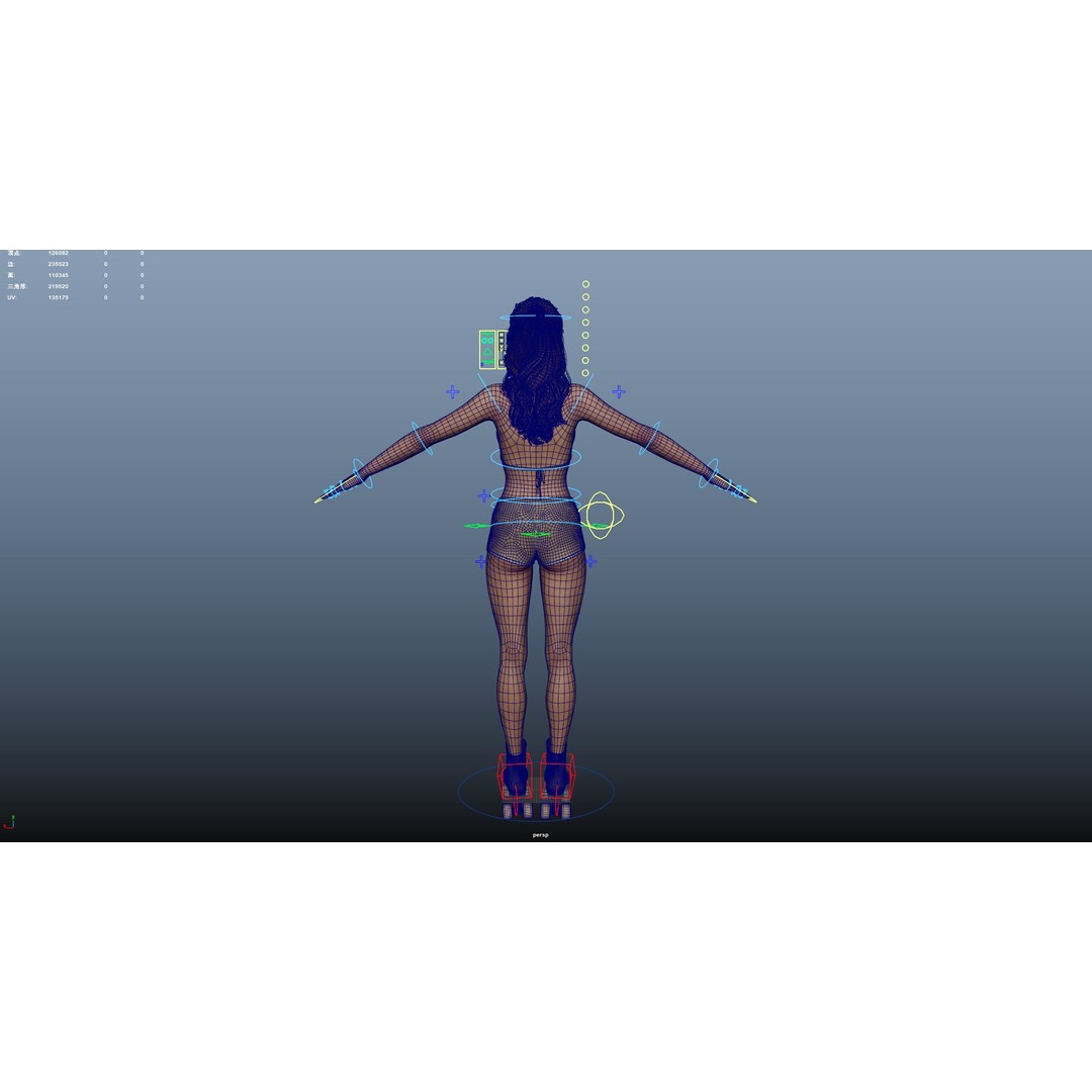 Roller Skate Woman 3D Model – Low Poly Rigged Character, FBX, Blender - View 28