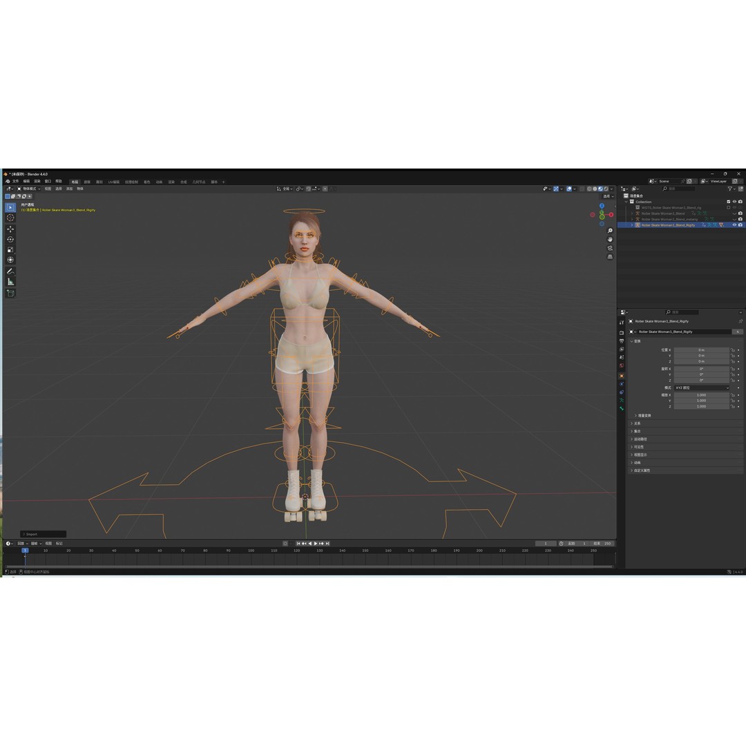 Roller Skate Woman 3D Model – Low Poly Rigged Character, FBX, Blender - View 29