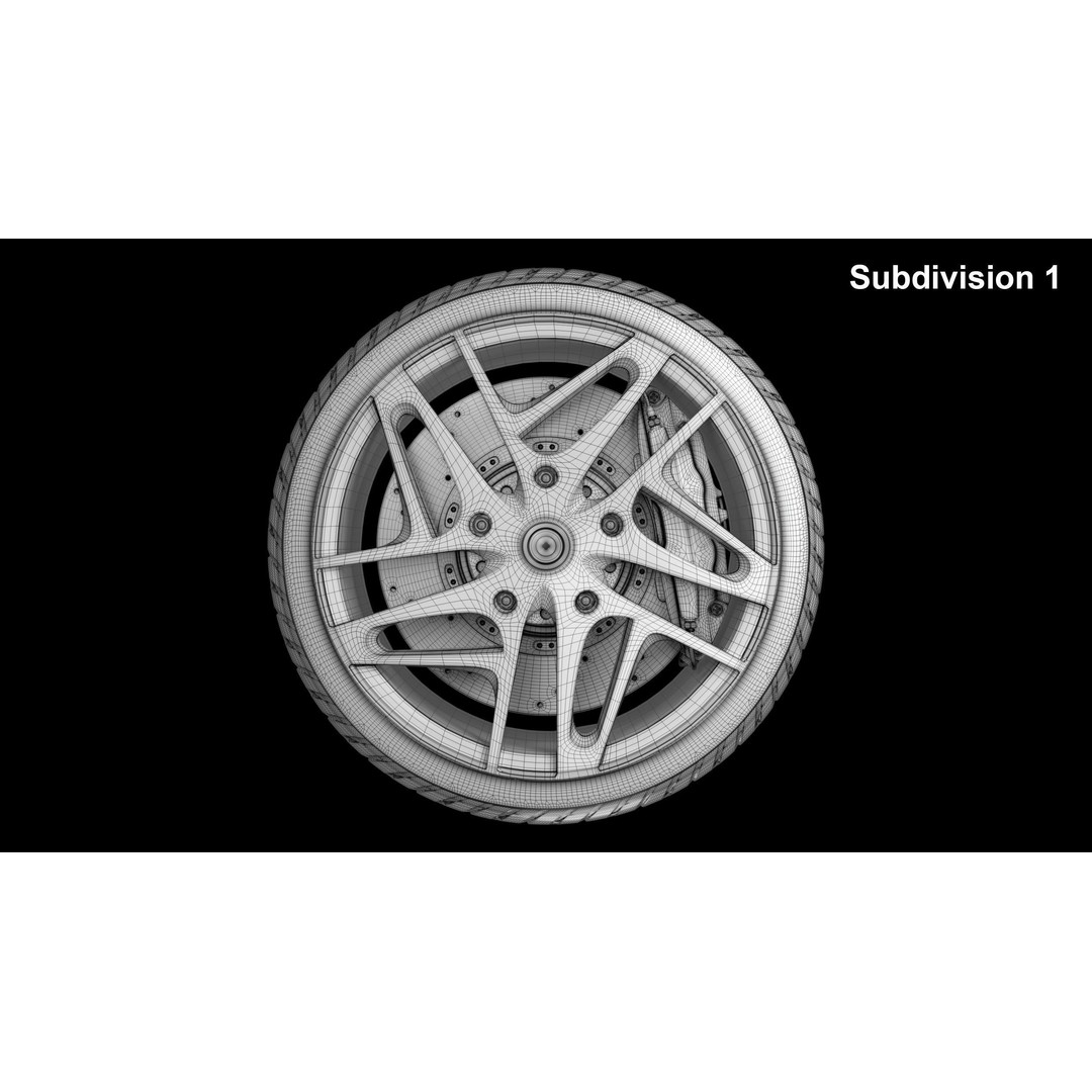 Wheel 3D Model – Low Poly Vehicle Rim with Tire and Brake