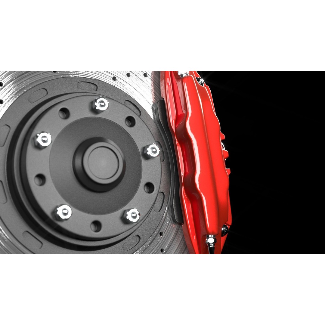 Wheel 3D Model – Low Poly Vehicle Rim with Tire and Brake - View 13