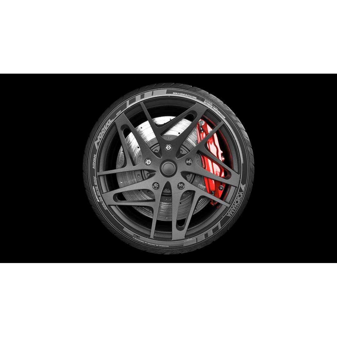 Wheel 3D Model – Low Poly Vehicle Rim with Tire and Brake - View 3