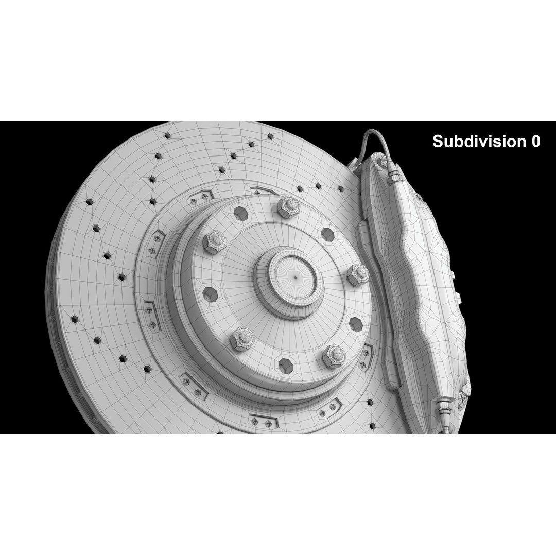 Wheel 3D Model – Low Poly Vehicle Rim with Tire and Brake - View 6