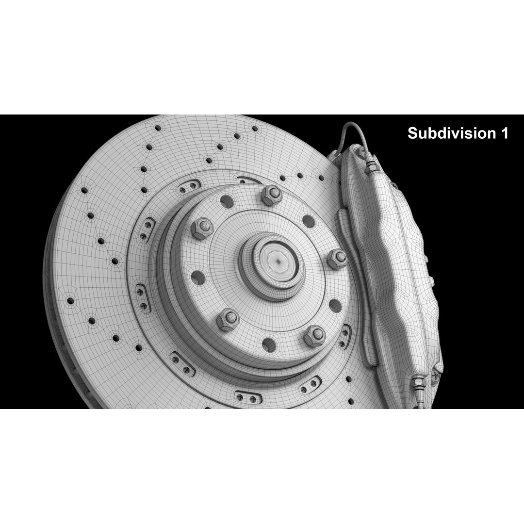 Wheel 3D Model – Low Poly Vehicle Rim with Tire and Brake - View 7