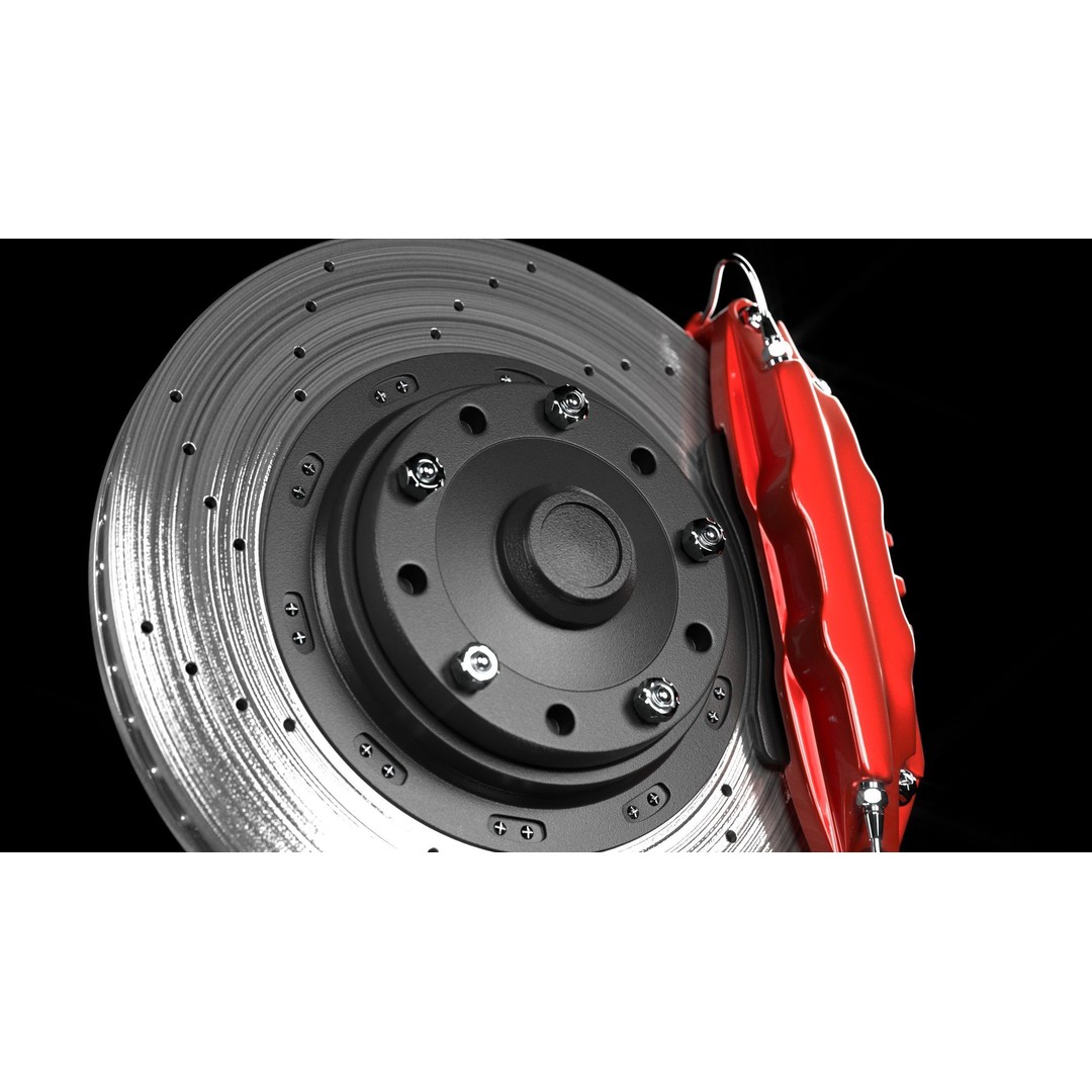Wheel 3D Model – Low Poly Vehicle Rim with Tire and Brake - View 8