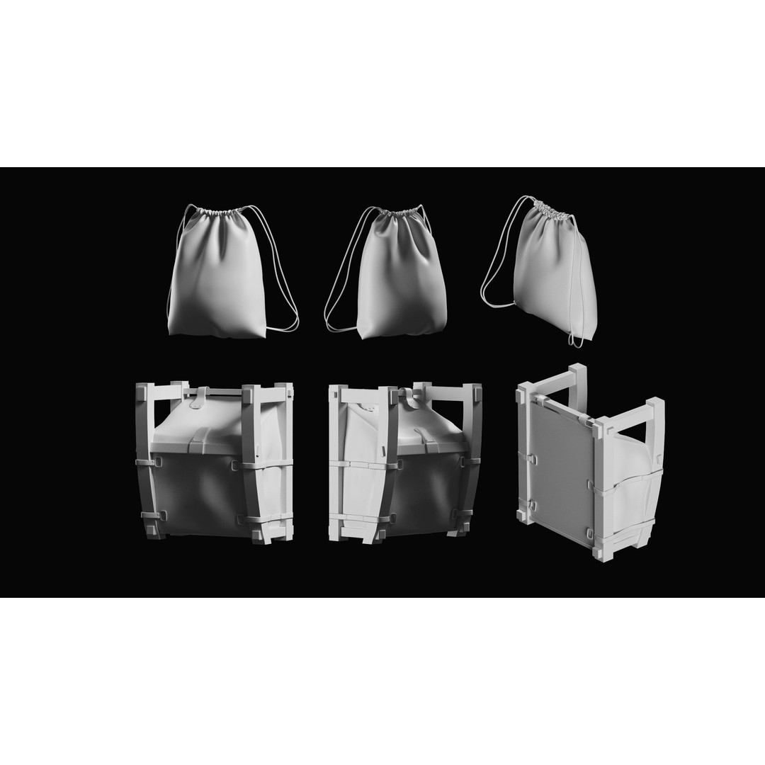 Backpack Basemesh Collection 3D Model – High Poly Tactical Game Asset, FBX, OBJ - View 22