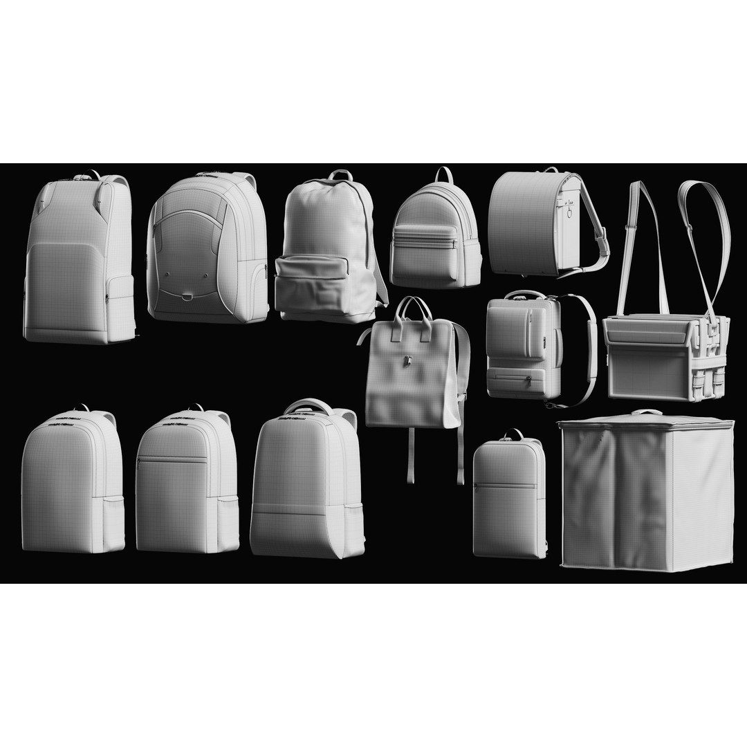 Backpack Basemesh Collection 3D Model – High Poly Tactical Game Asset, FBX, OBJ - View 24