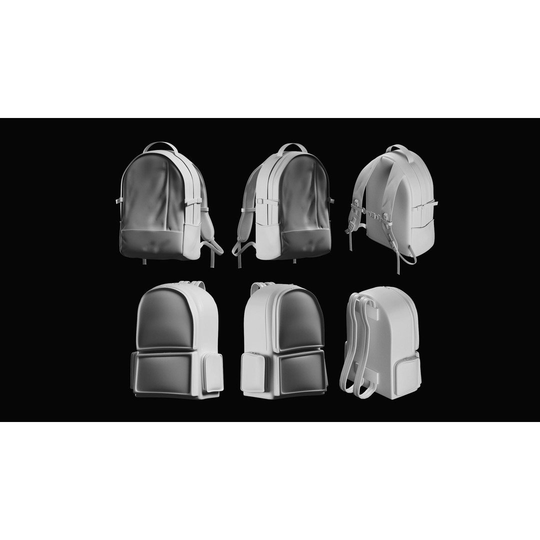 Backpack Basemesh Collection 3D Model – High Poly Tactical Game Asset, FBX, OBJ - View 8