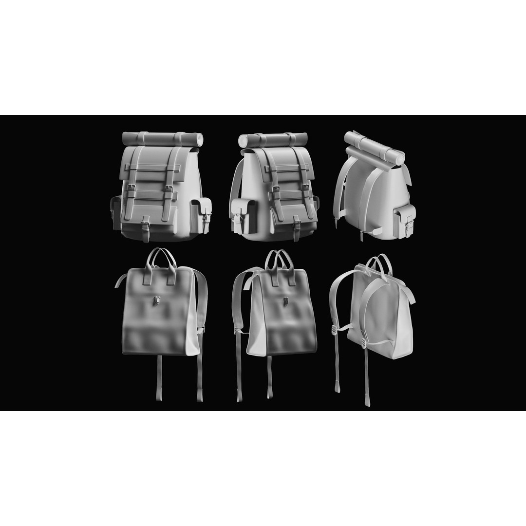 Backpack Basemesh Collection 3D Model – High Poly Tactical Game Asset, FBX, OBJ - View 9