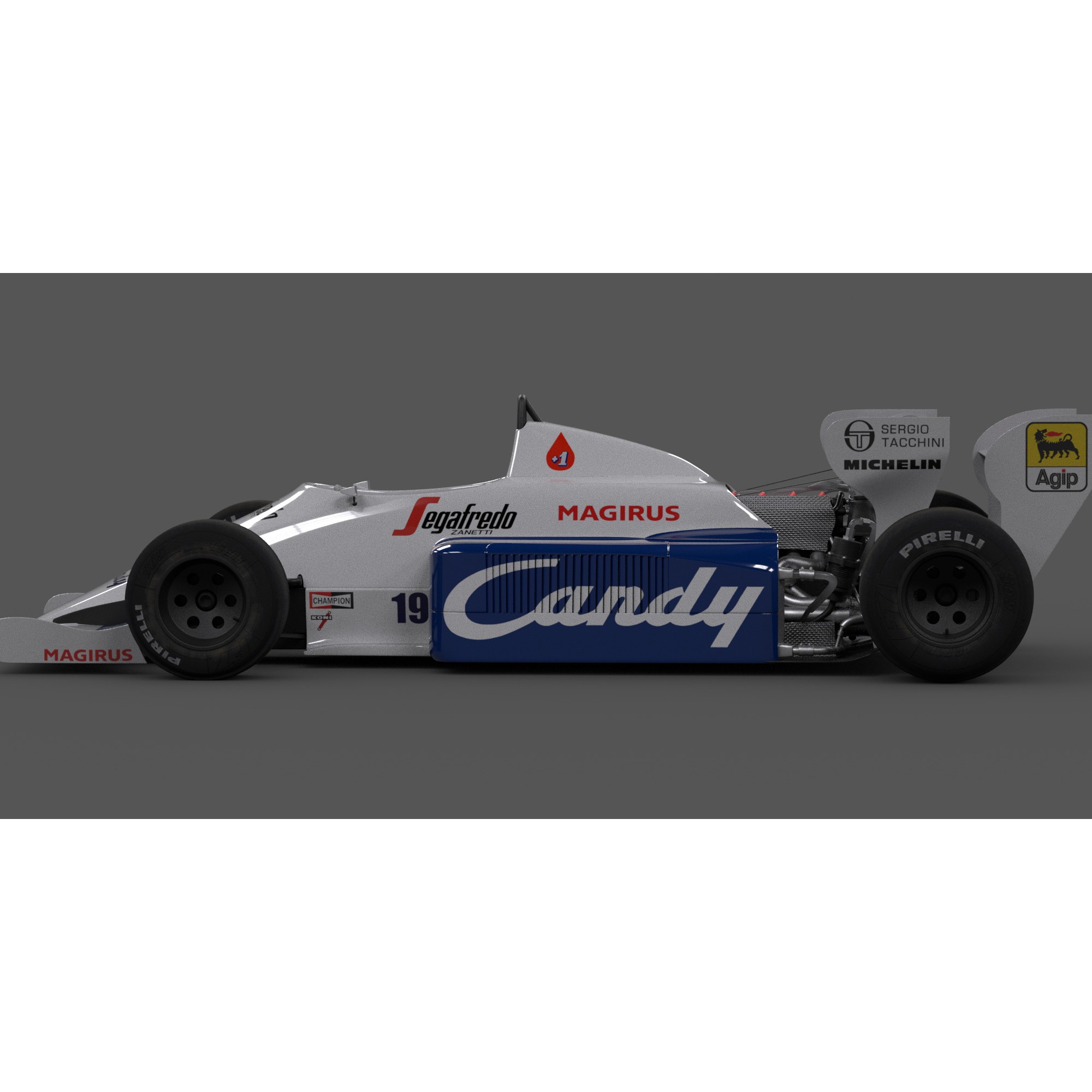 Toleman TG 184 - Low-Poly Game-Ready 3D Model - View 10