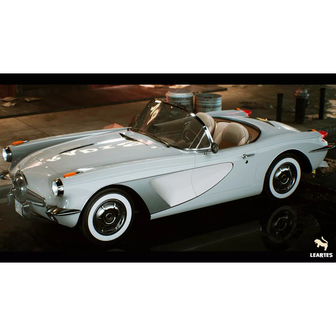 Classic Sport Car 3D Model – Low Poly Driveable Asset, FBX - View 2