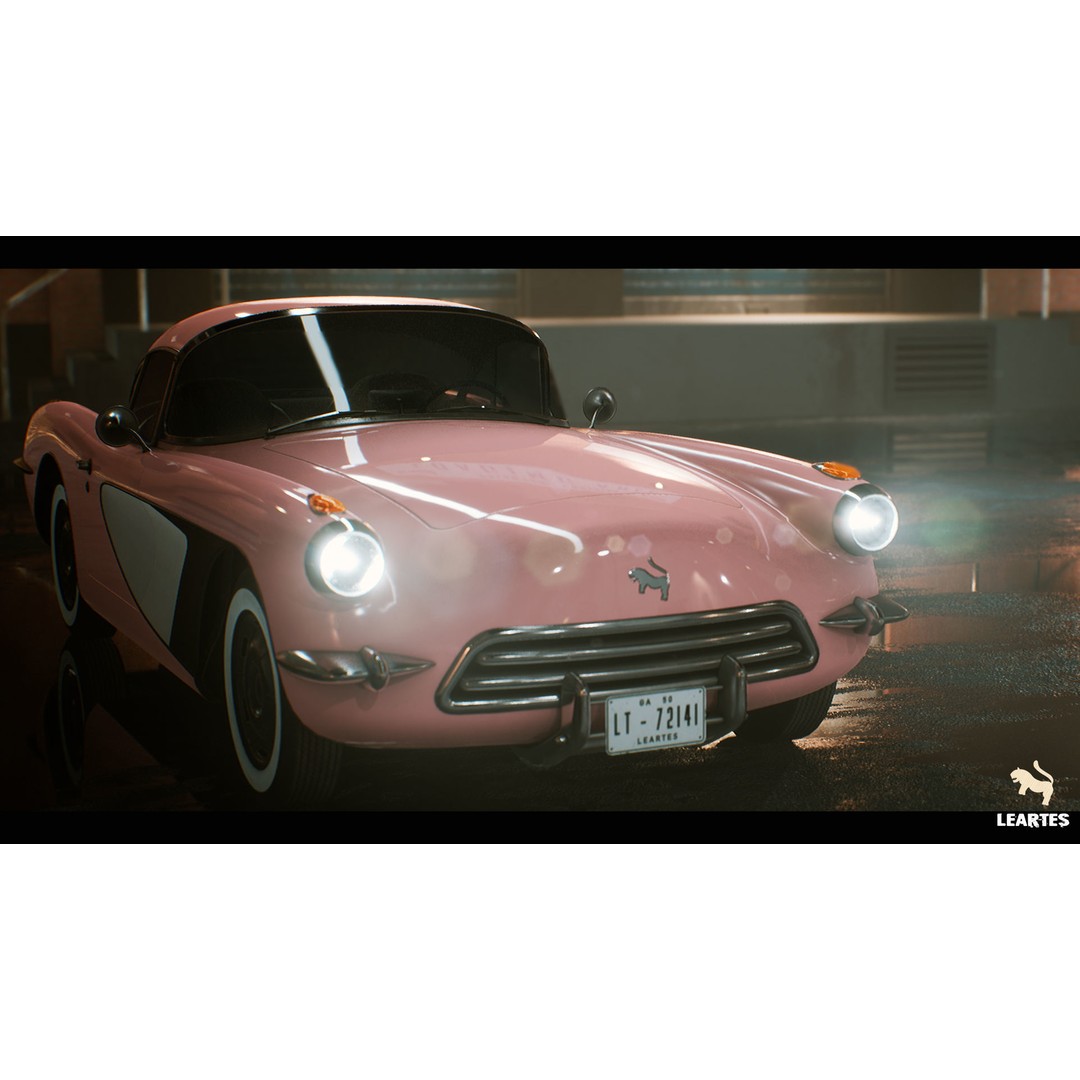 Classic Sport Car 3D Model – Low Poly Driveable Asset, FBX - View 3