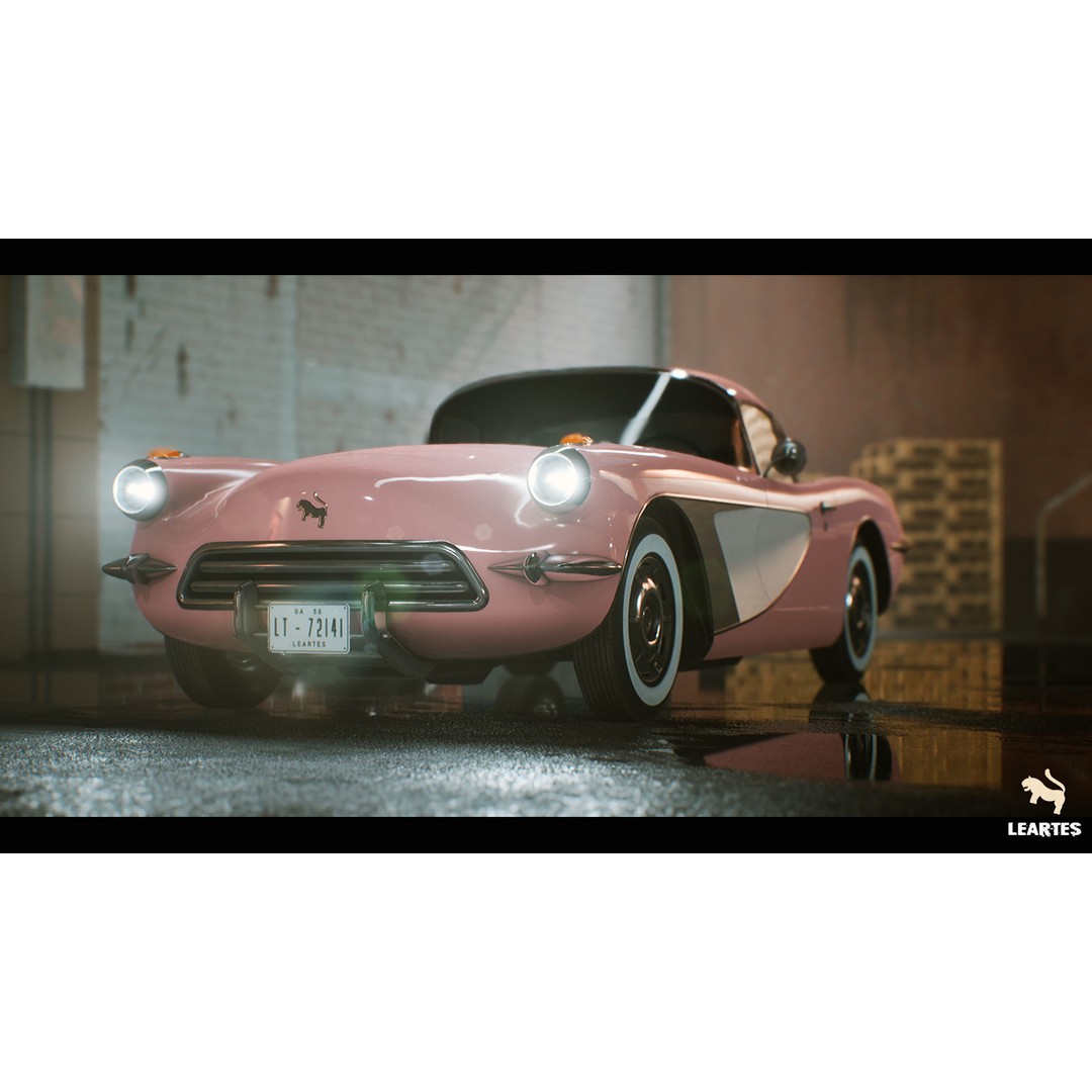 Classic Sport Car 3D Model – Low Poly Driveable Asset, FBX - View 4