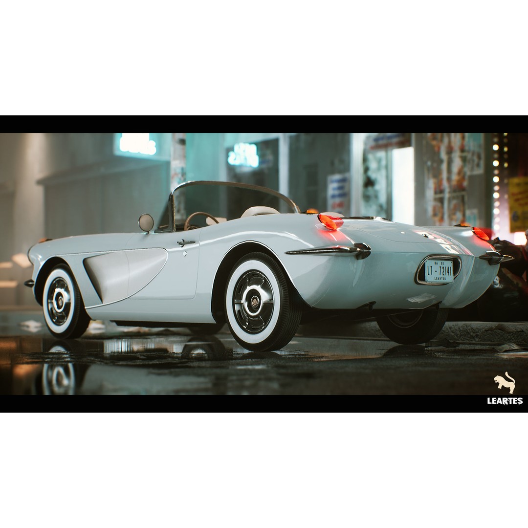 Classic Sport Car 3D Model – Low Poly Driveable Asset, FBX - View 7