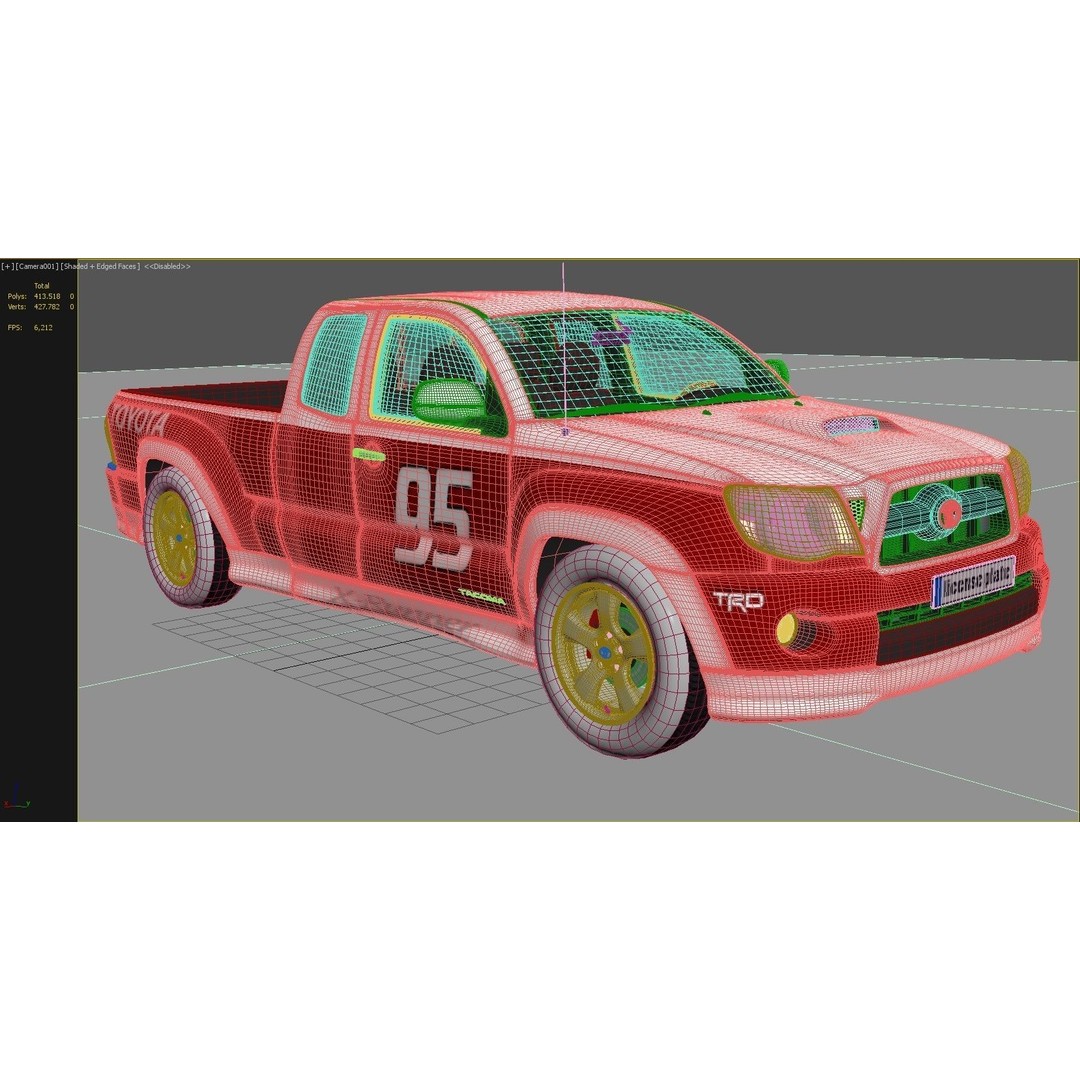 Toyota Tacoma XRunner TRD 3D Model – High Poly Game Asset, FBX, OBJ - View 9