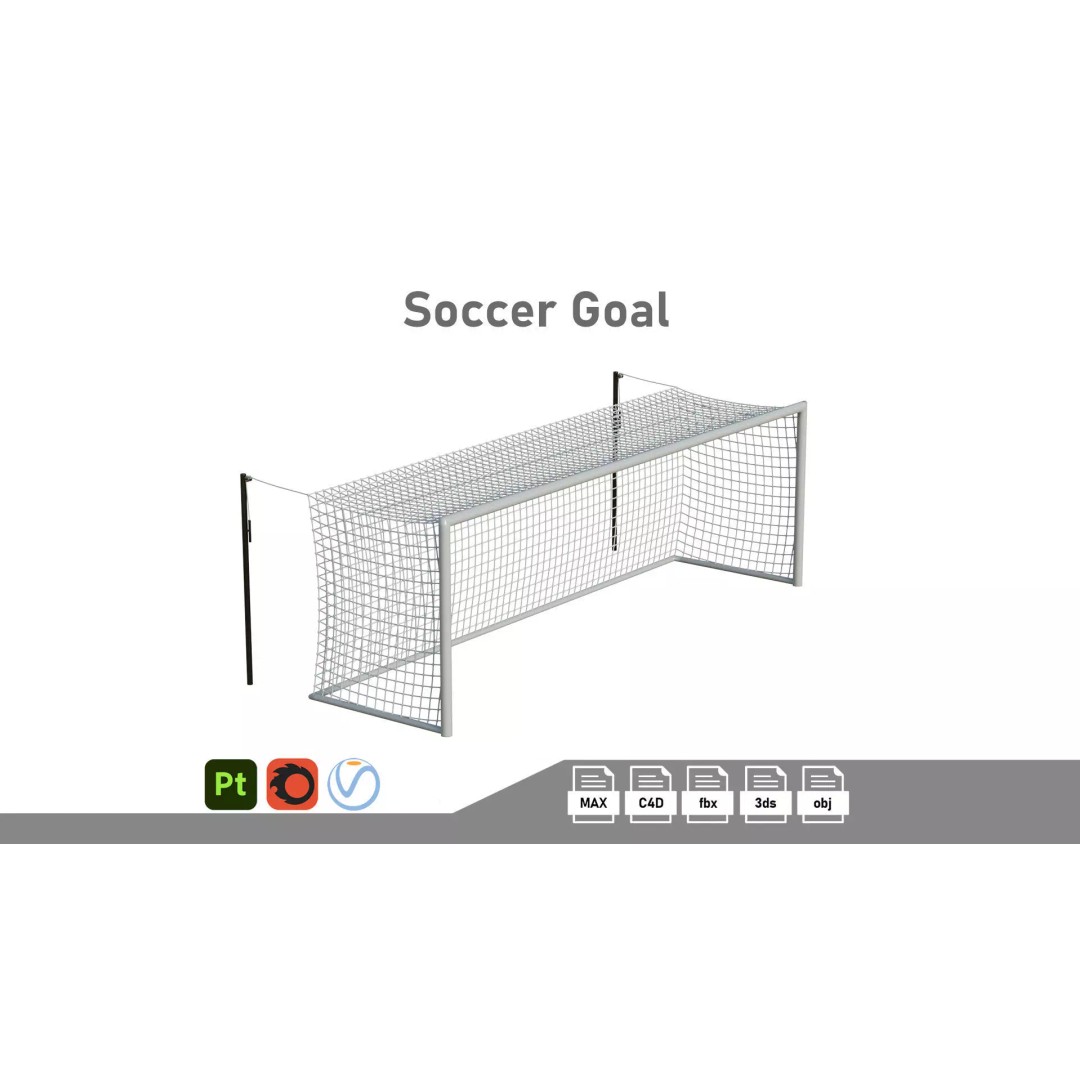 Soccer Goal 3D Model – Low Poly Game Asset, FBX, PBR Textures - View 2