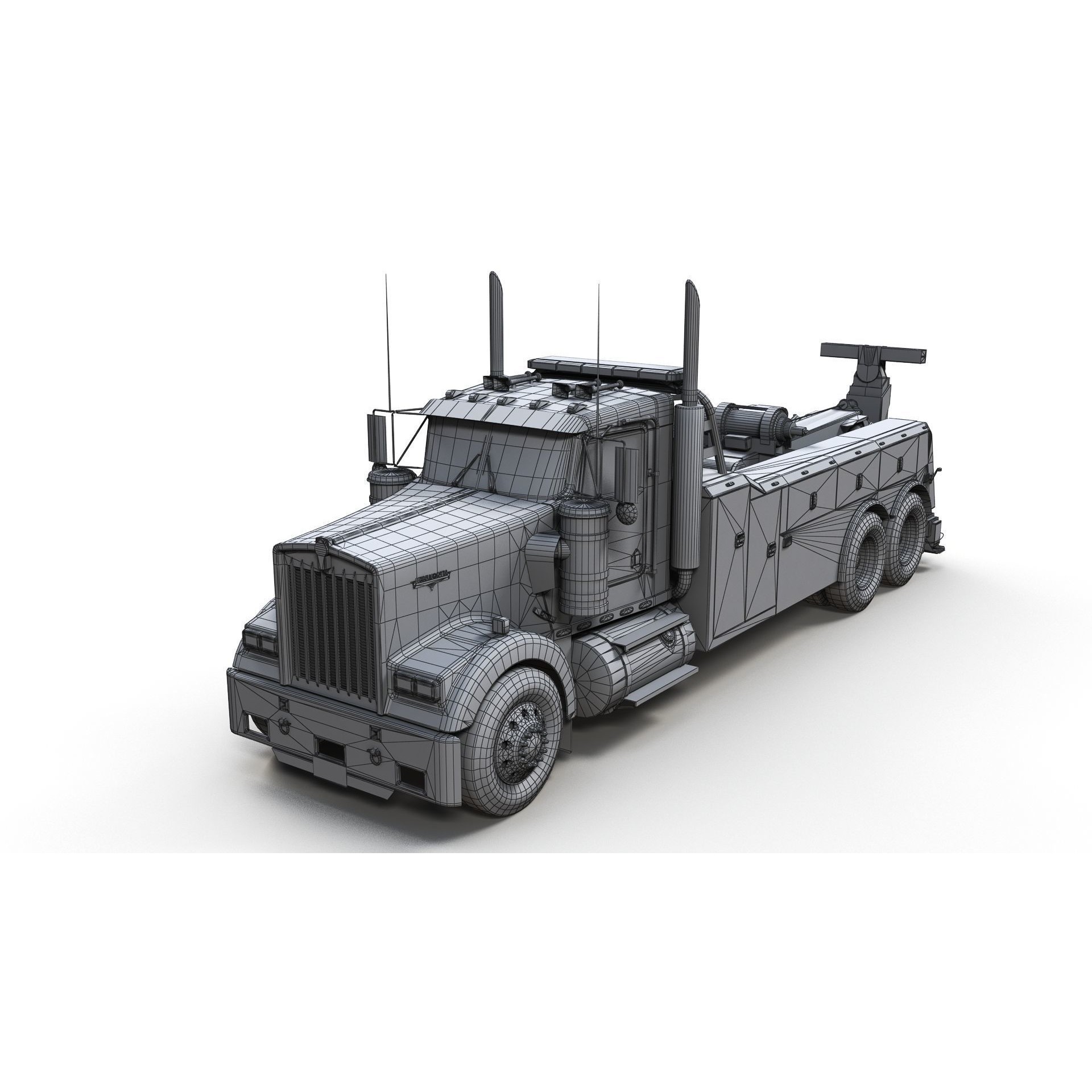 Kenworth W900 Wrecker - Low-Poly Game-Ready 3D Model - View 11